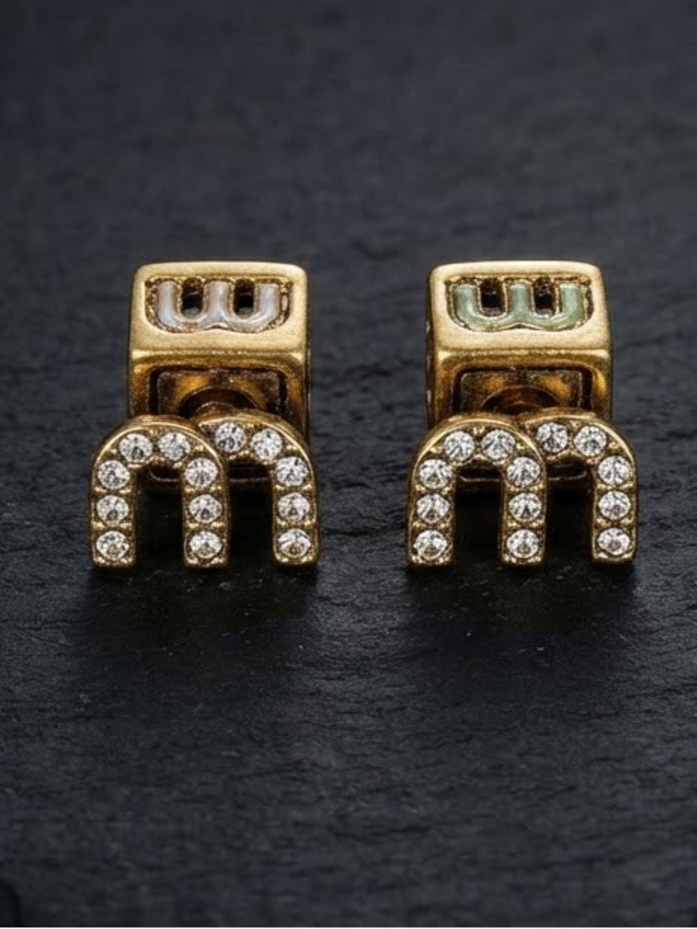 Gold Crystal Arch MM Stud Earrings - Women Jewelry